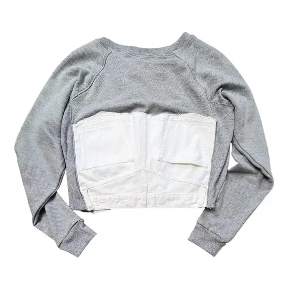 ETICA Upcycled Block Sweatshirt White / Grey Size S - Picture 2 of 9